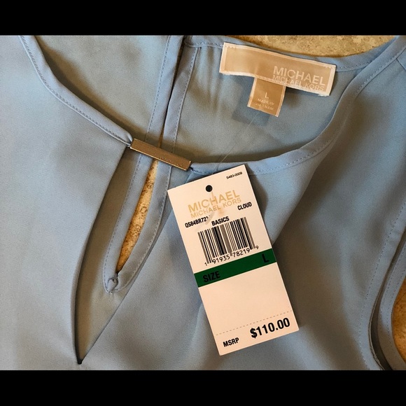 Michael Kors cold shoulder long sleeve LIGHT BLUE - Picture 2 of 6